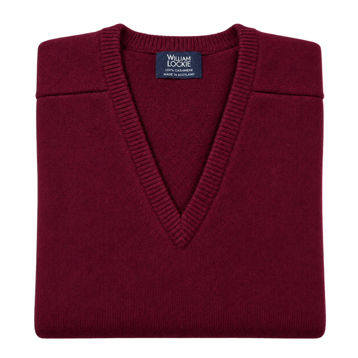 William Lockie Melrose Cashmere V-Neck Jumper - Bordeaux