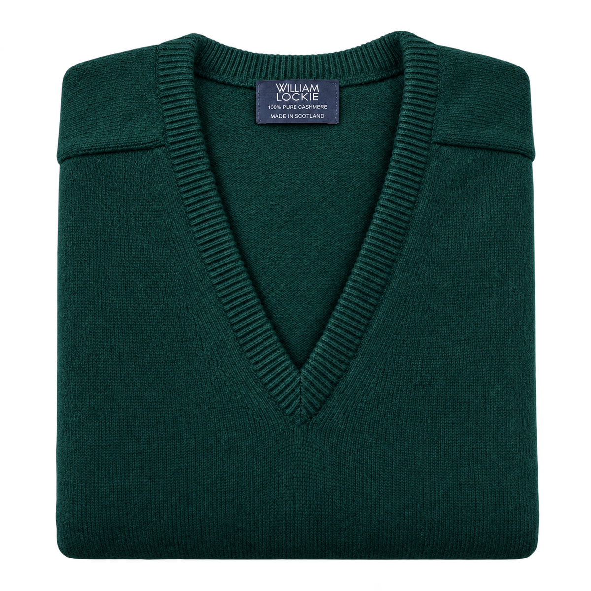 William Lockie Melrose Cashmere V-Neck Jumper - Bottle Green