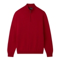 Alan Paine Cotton Merino Quarter Zip Jumper - Burgundy