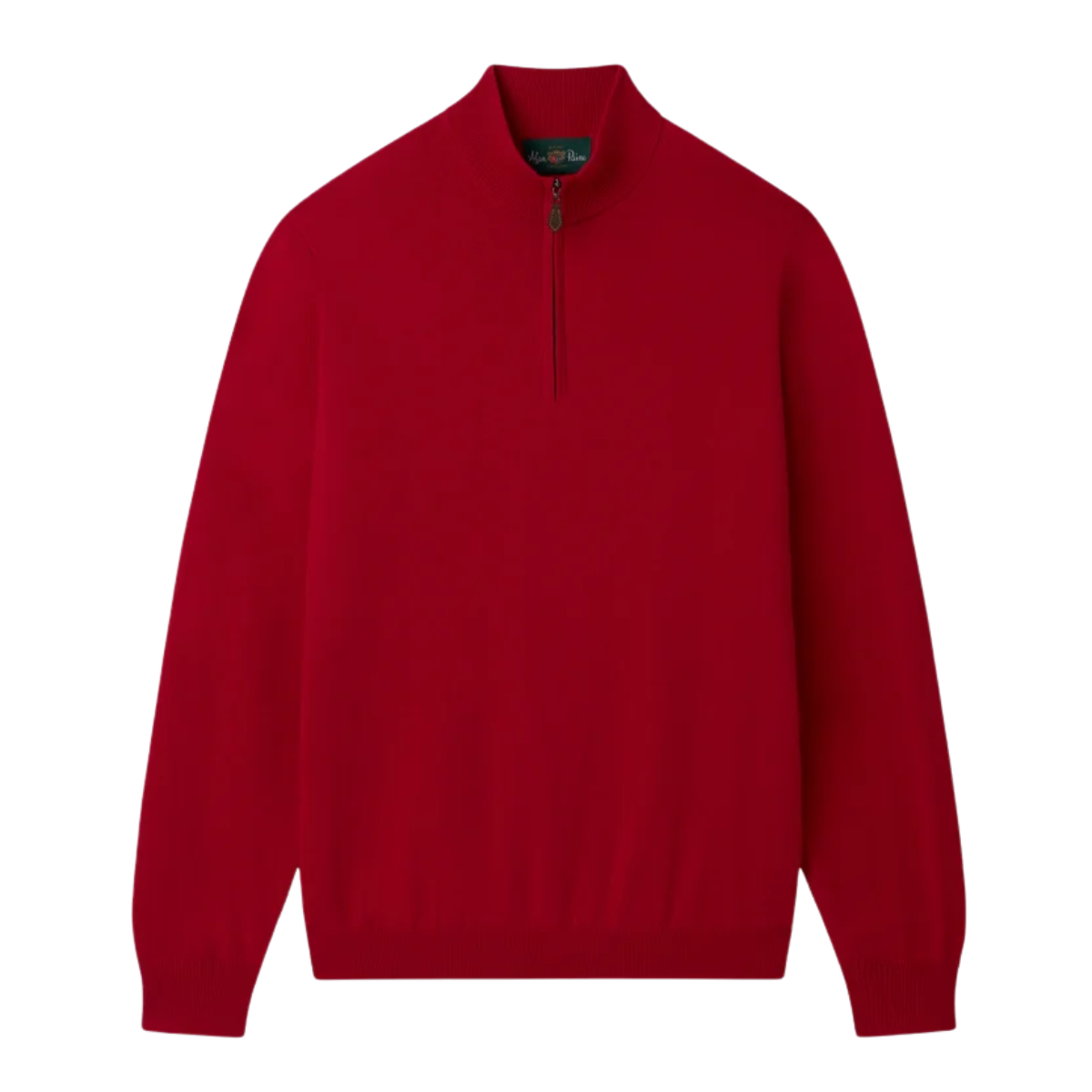 Alan Paine Cotton Merino Quarter Zip Jumper - Burgundy
