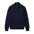 Alan Paine Cotton Merino Quarter Zip Jumper - Dark Navy