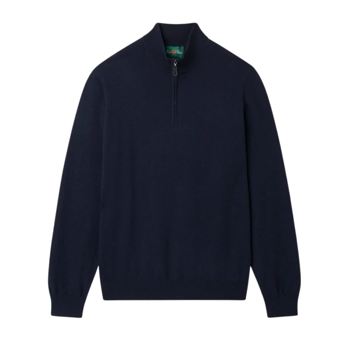 Alan Paine Cotton Merino Quarter Zip Jumper - Dark Navy