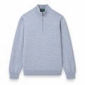 Alan Paine Cotton Merino Quarter Zip Jumper - Glacier