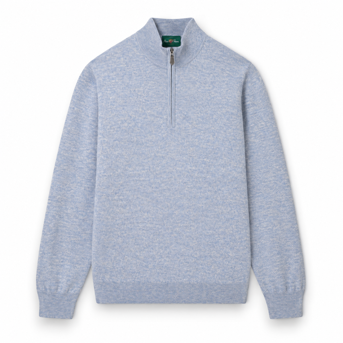Alan Paine Cotton Merino Quarter Zip Jumper - Glacier