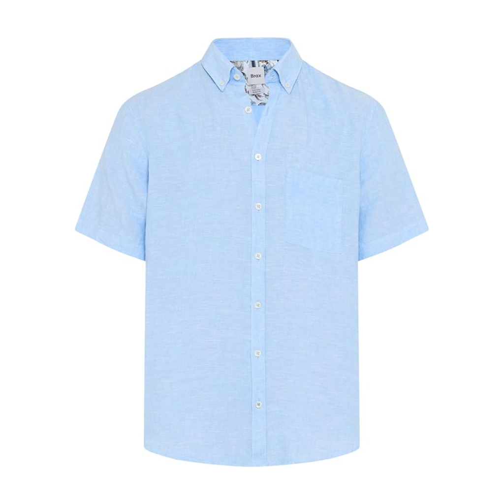 Brax DanU Linen Short Sleeve Shirt - Light Blue
