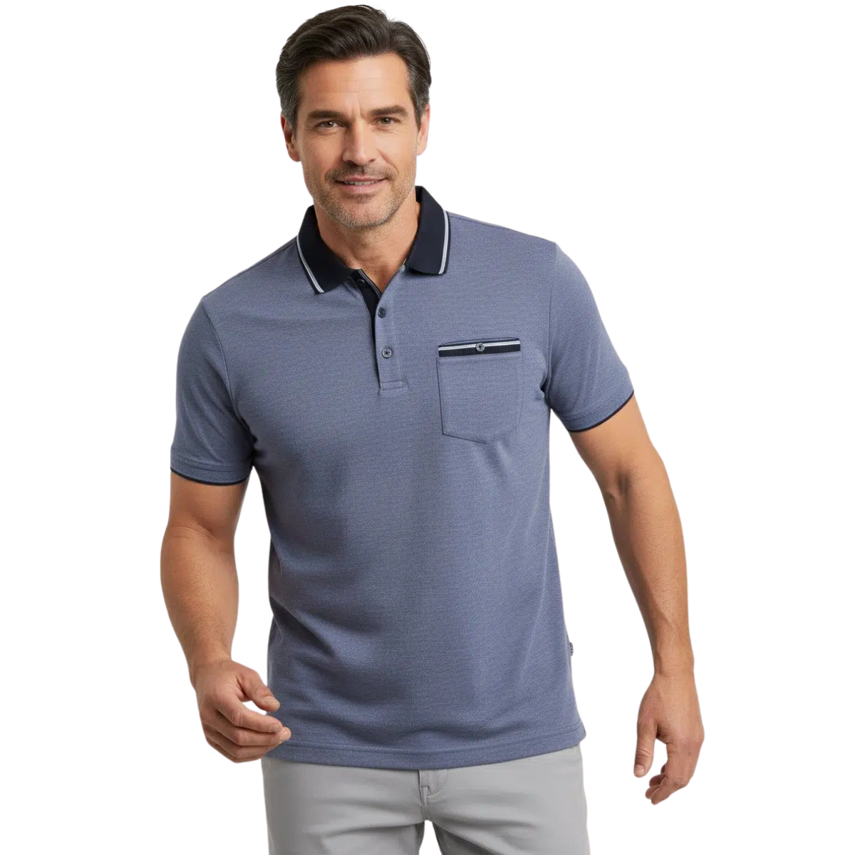 Brax Petter Contrast Polo Shirt - Navy