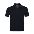Canali Skipper Collar Knitted Polo - Navy