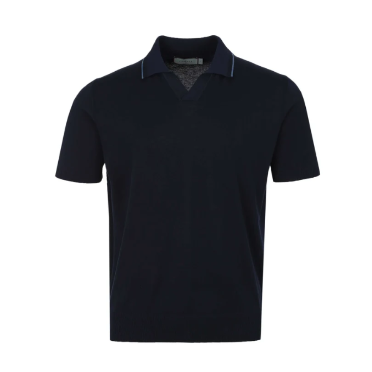 Canali Skipper Collar Knitted Polo - Navy