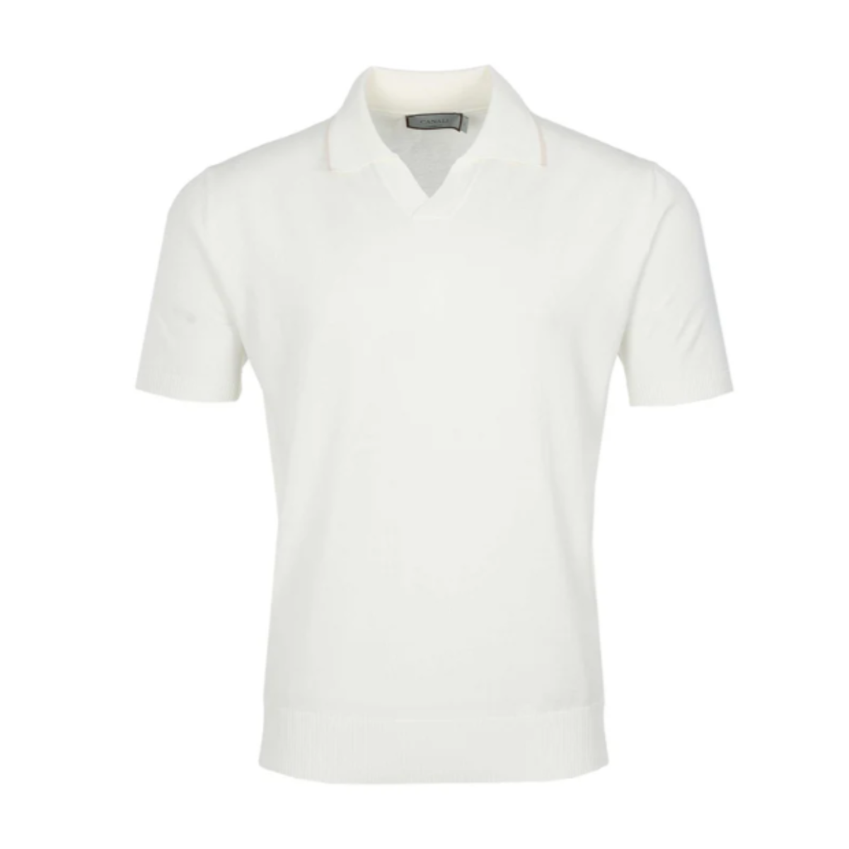Canali Skipper Collar Knitted Polo - White