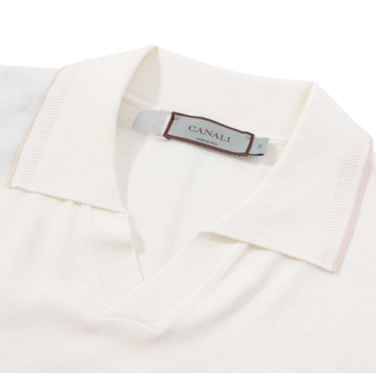 Canali Skipper Collar Knitted Polo - White