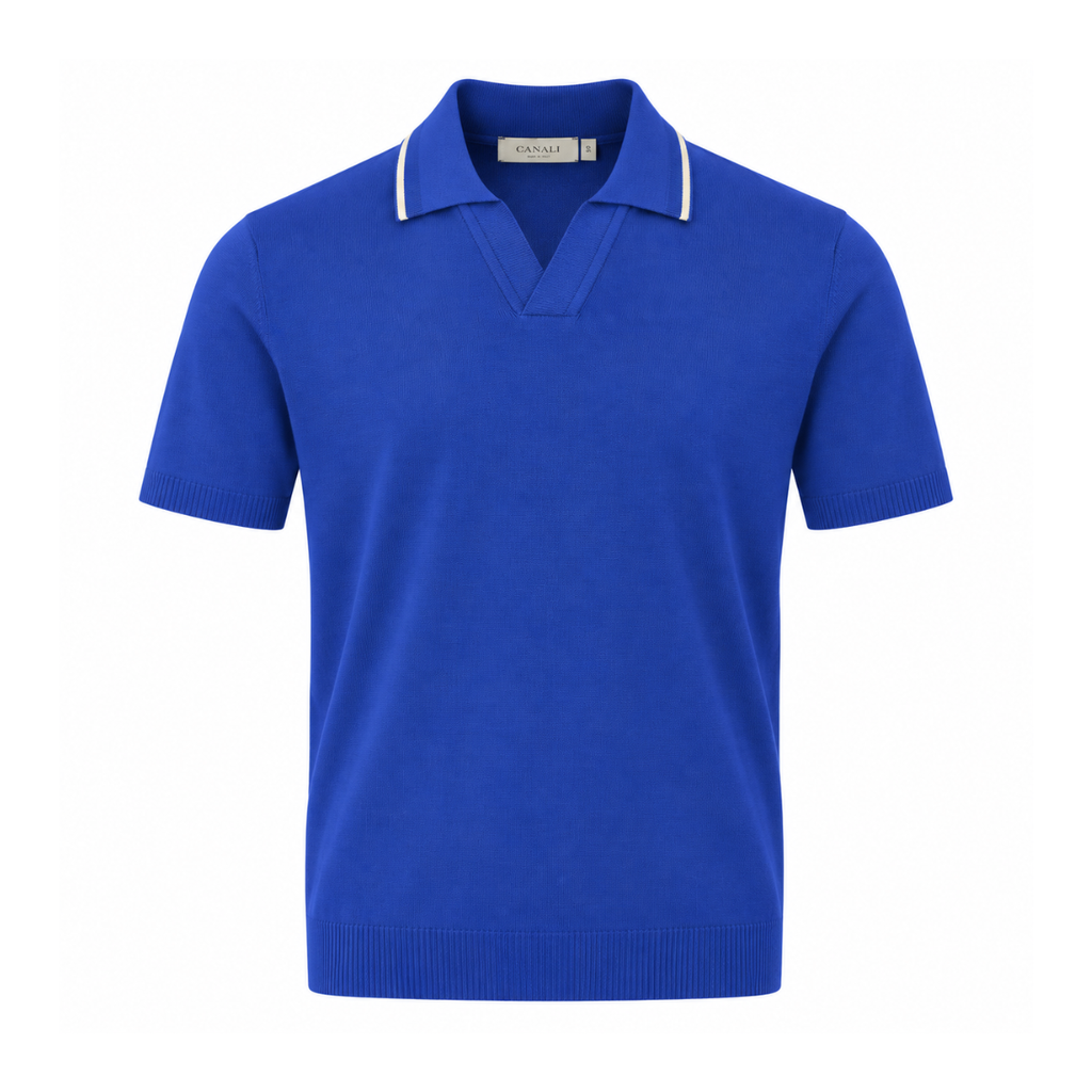 Canali Skipper Collar Knitted Polo - Wisteria