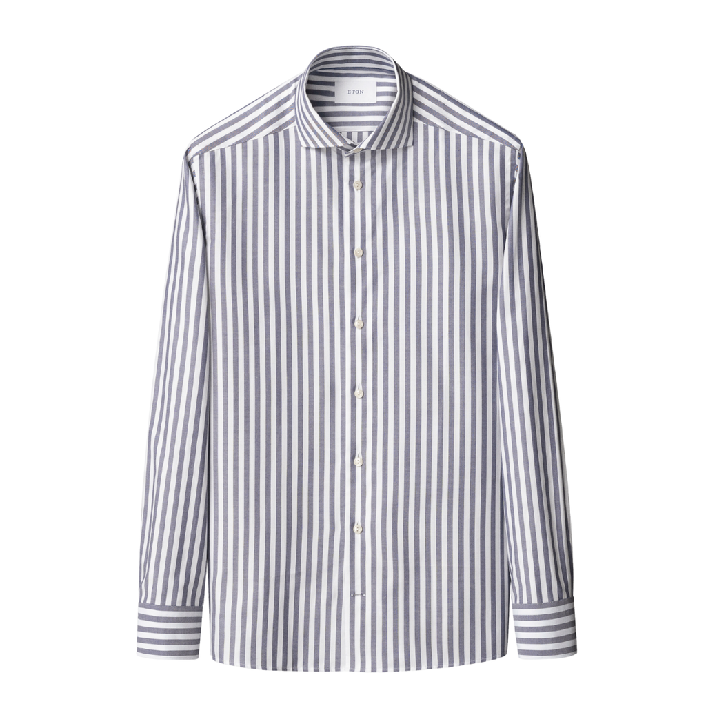 Eton Bengal Stripe Signature Oxford Business Shirt - Navy Stripe