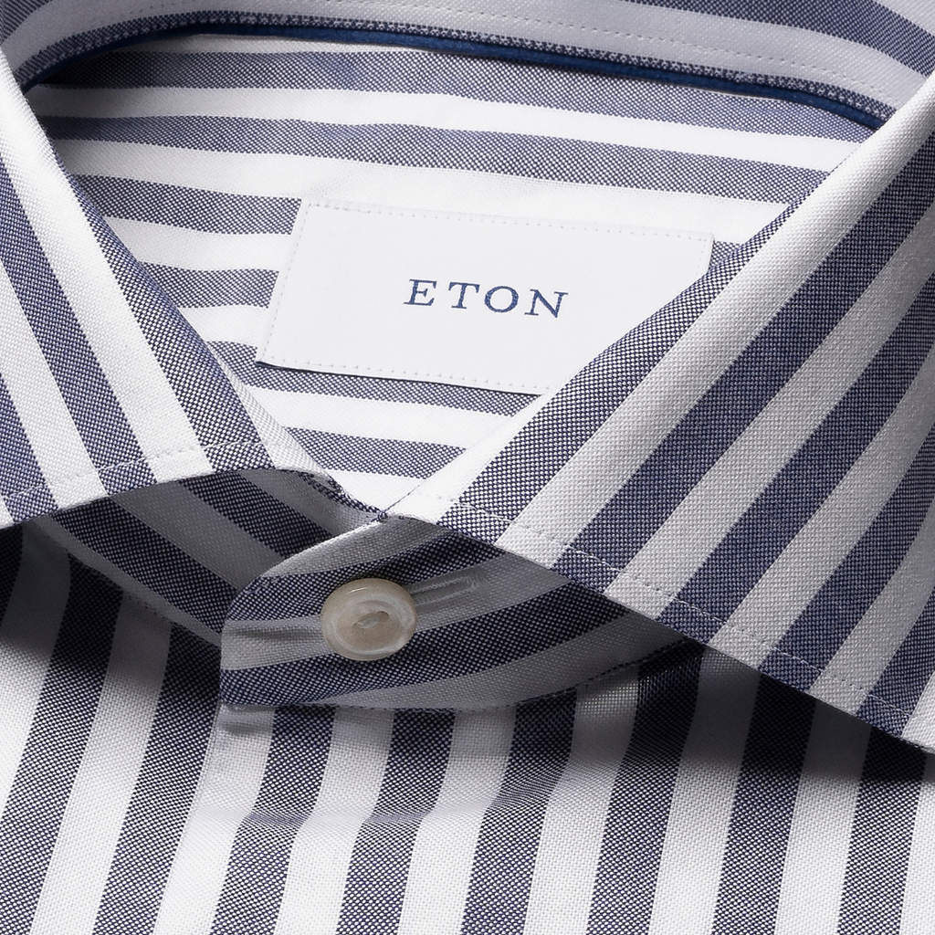 Eton Bengal Stripe Signature Oxford Business Shirt - Navy Stripe