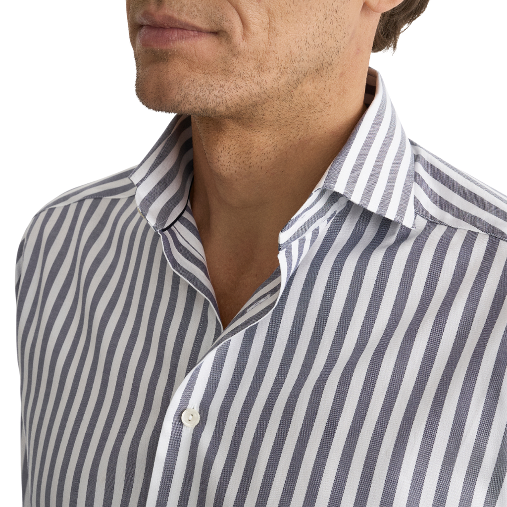 Eton Bengal Stripe Signature Oxford Business Shirt - Navy Stripe