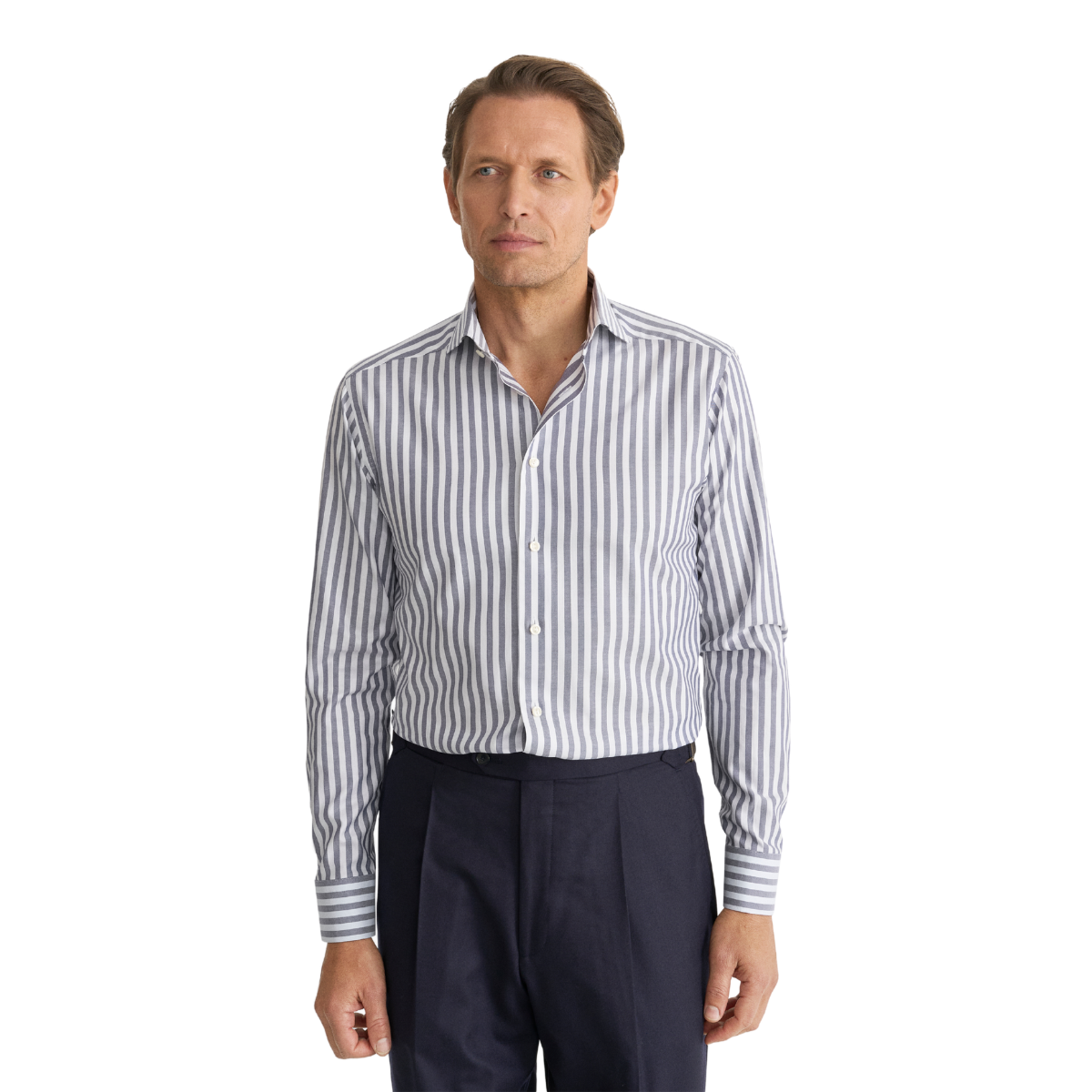 Eton Bengal Stripe Signature Oxford Business Shirt - Navy Stripe
