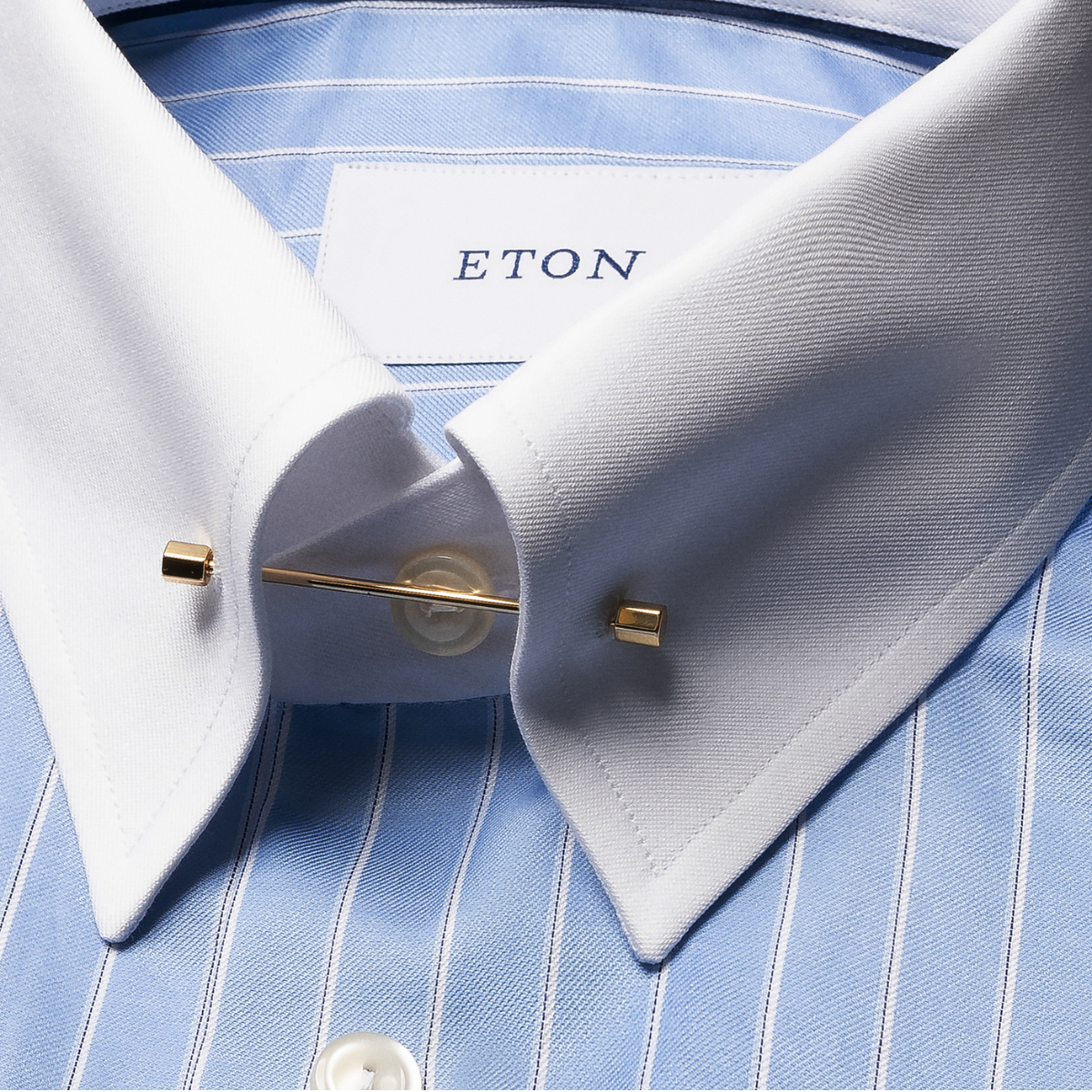 Eton Slim Fit Banker Collar Business Shirt - Blue Stripe
