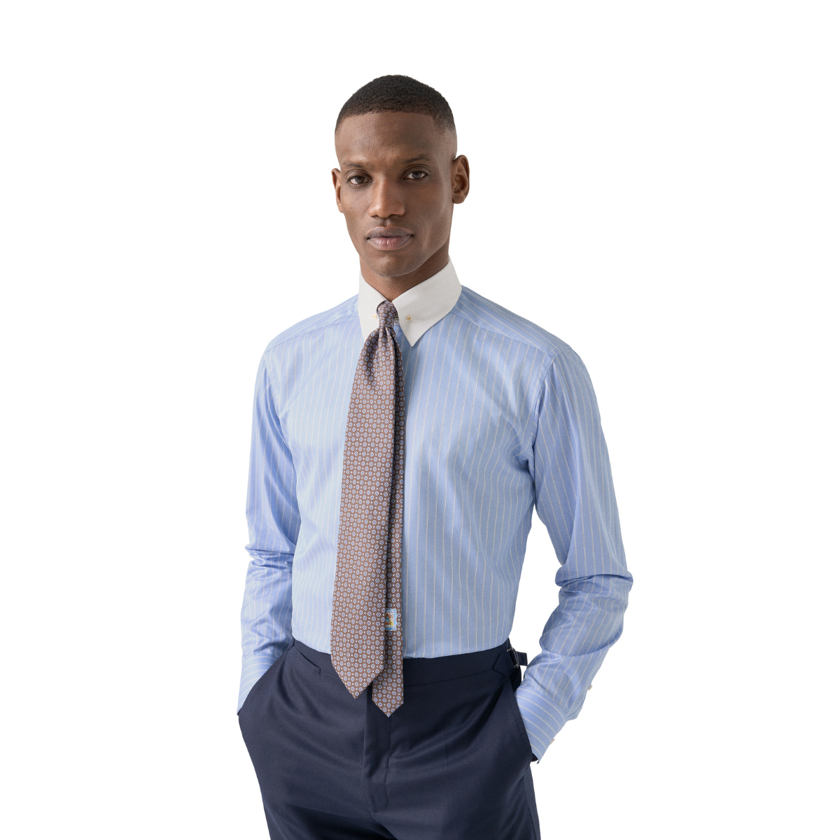 Eton Slim Fit Banker Collar Business Shirt - Blue Stripe