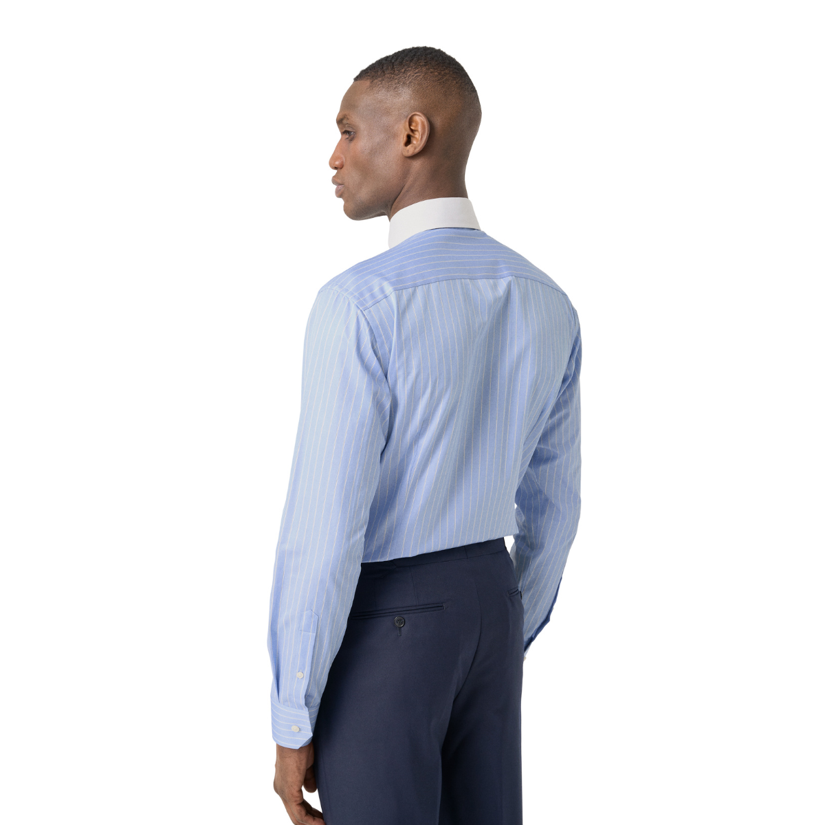 Eton Slim Fit Banker Collar Business Shirt - Blue Stripe