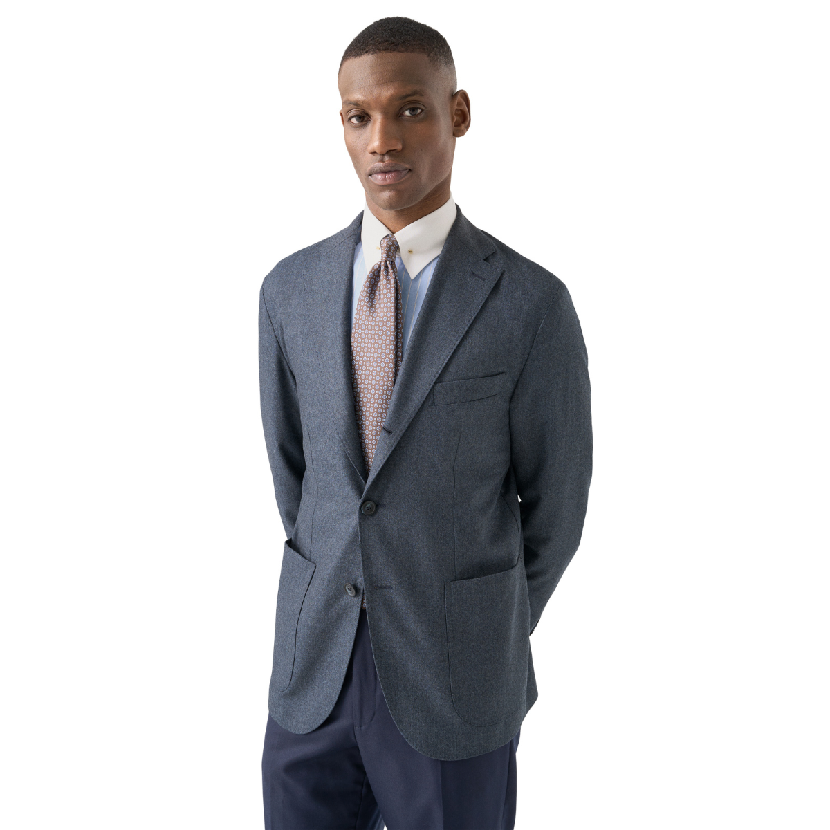 Eton Slim Fit Banker Collar Business Shirt - Blue Stripe