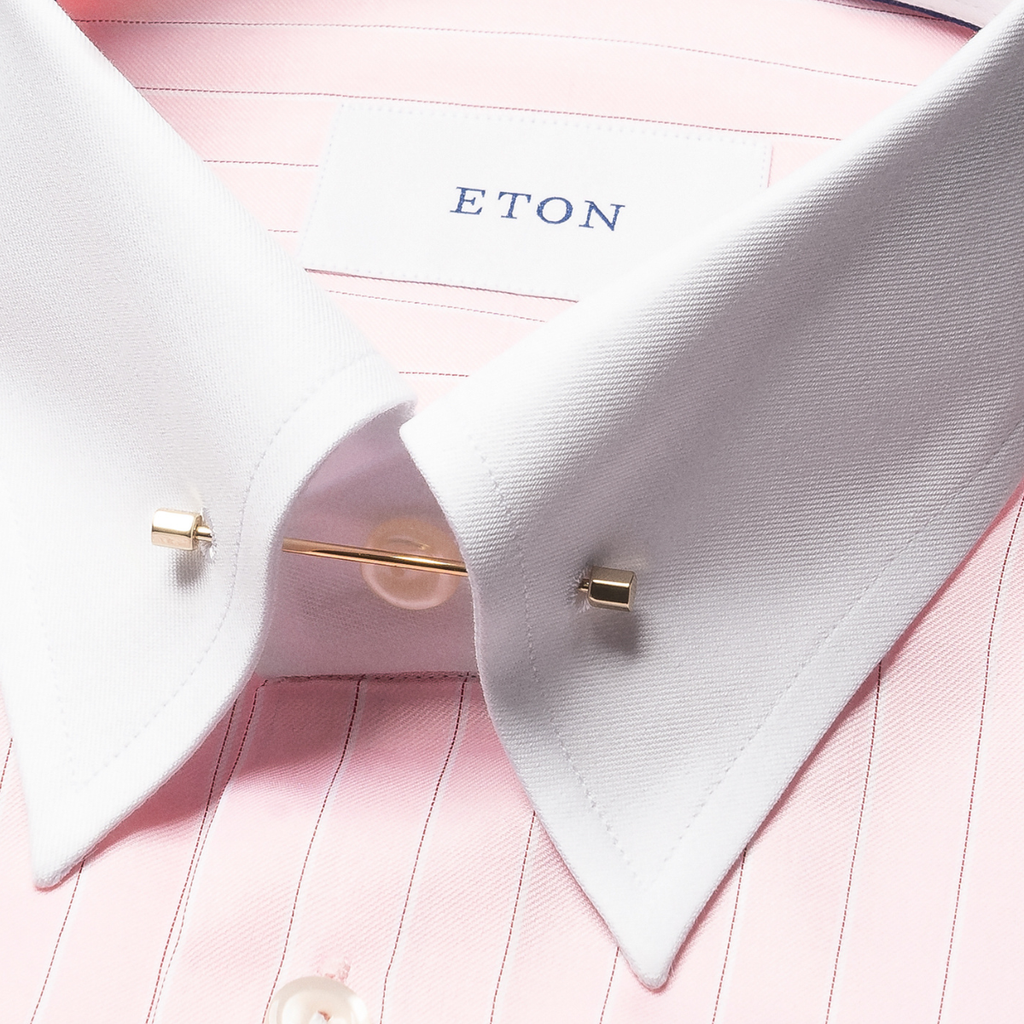 Eton Slim Fit Banker Collar Business Shirt - Pink Stripe