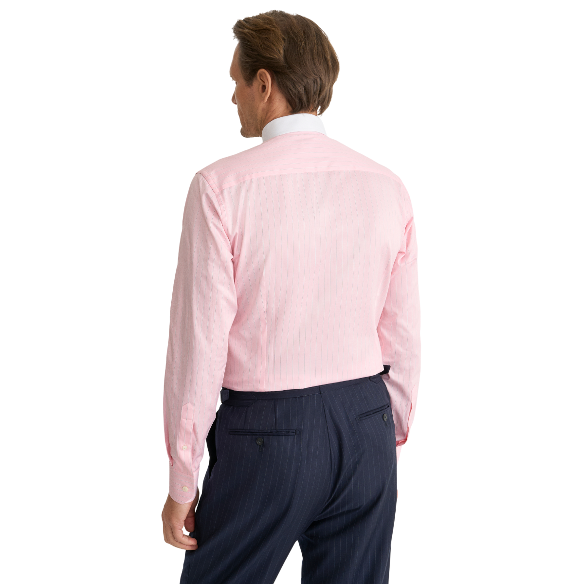 Eton Slim Fit Banker Collar Business Shirt - Pink Stripe