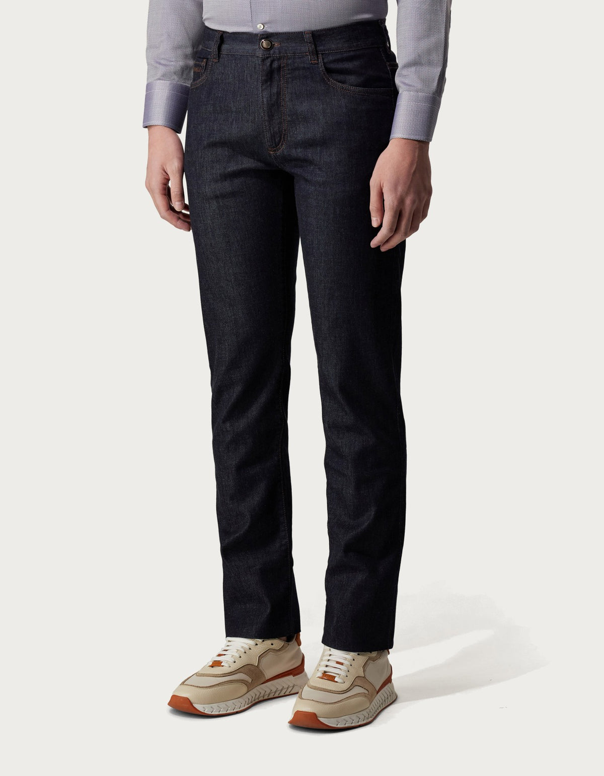 Canali Lyocell Cotton Denim Jeans - Navy