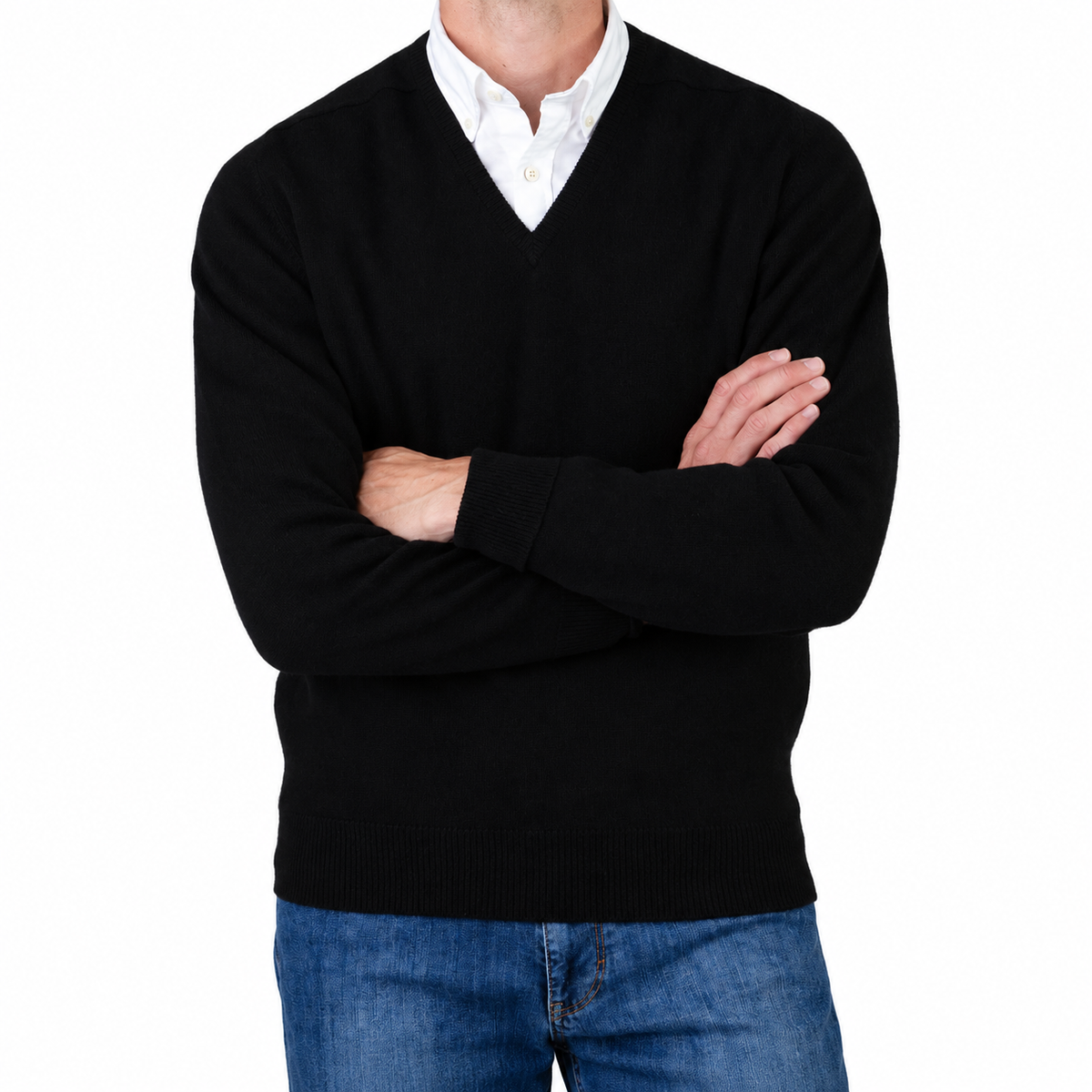 William Lockie Melrose Cashmere V-Neck Jumper - Black