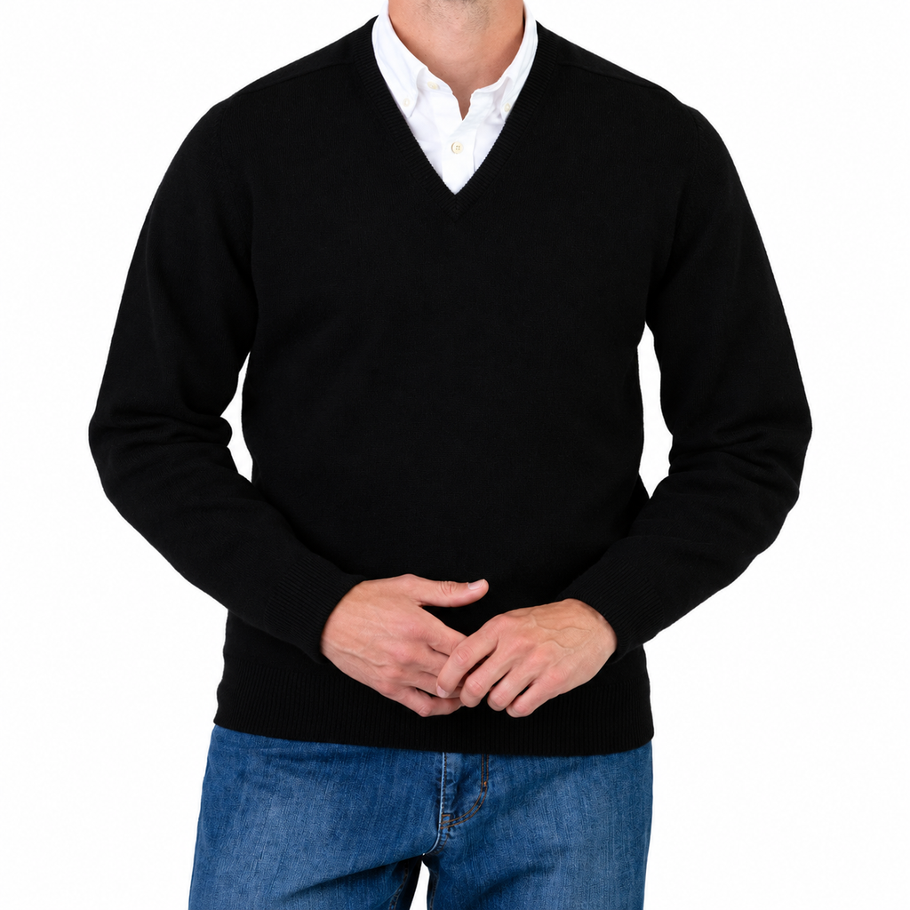 William Lockie Melrose Cashmere V-Neck Jumper - Black
