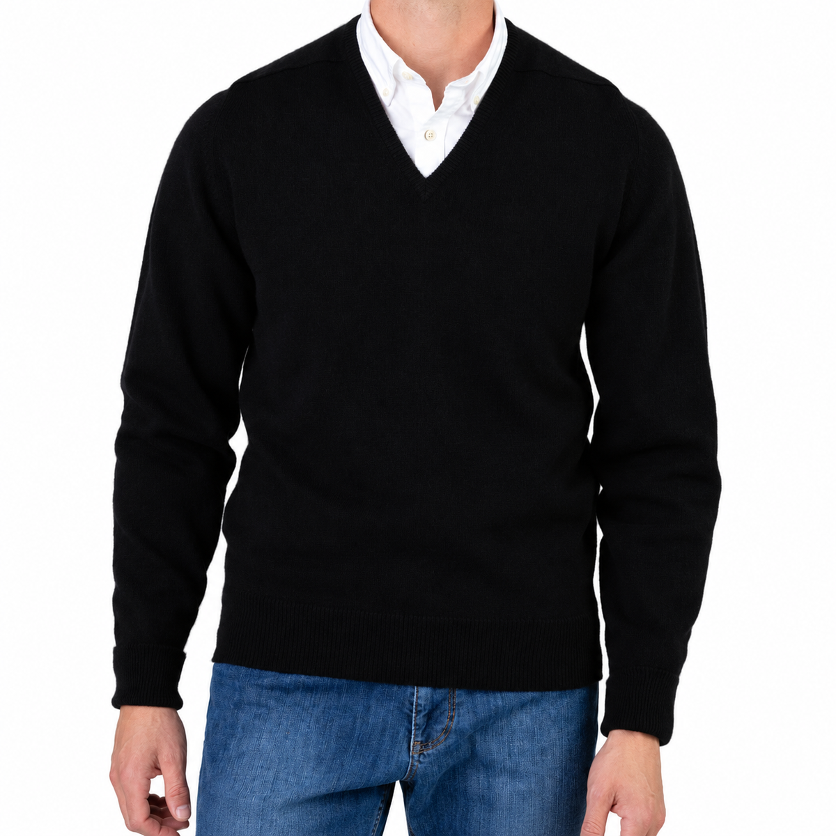 William Lockie Melrose Cashmere V-Neck Jumper - Black