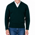 William Lockie Melrose Cashmere V-Neck Jumper - Bottle Green
