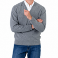 William Lockie Melrose Cashmere V-Neck Jumper - Grey Flannel