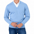 William Lockie Melrose Cashmere V-Neck Jumper - Hyacinth