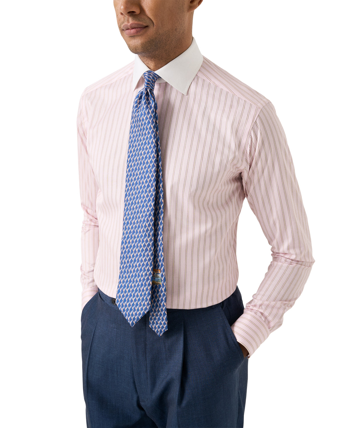 Eton Banker Collar Business Shirt - Pink Stripe
