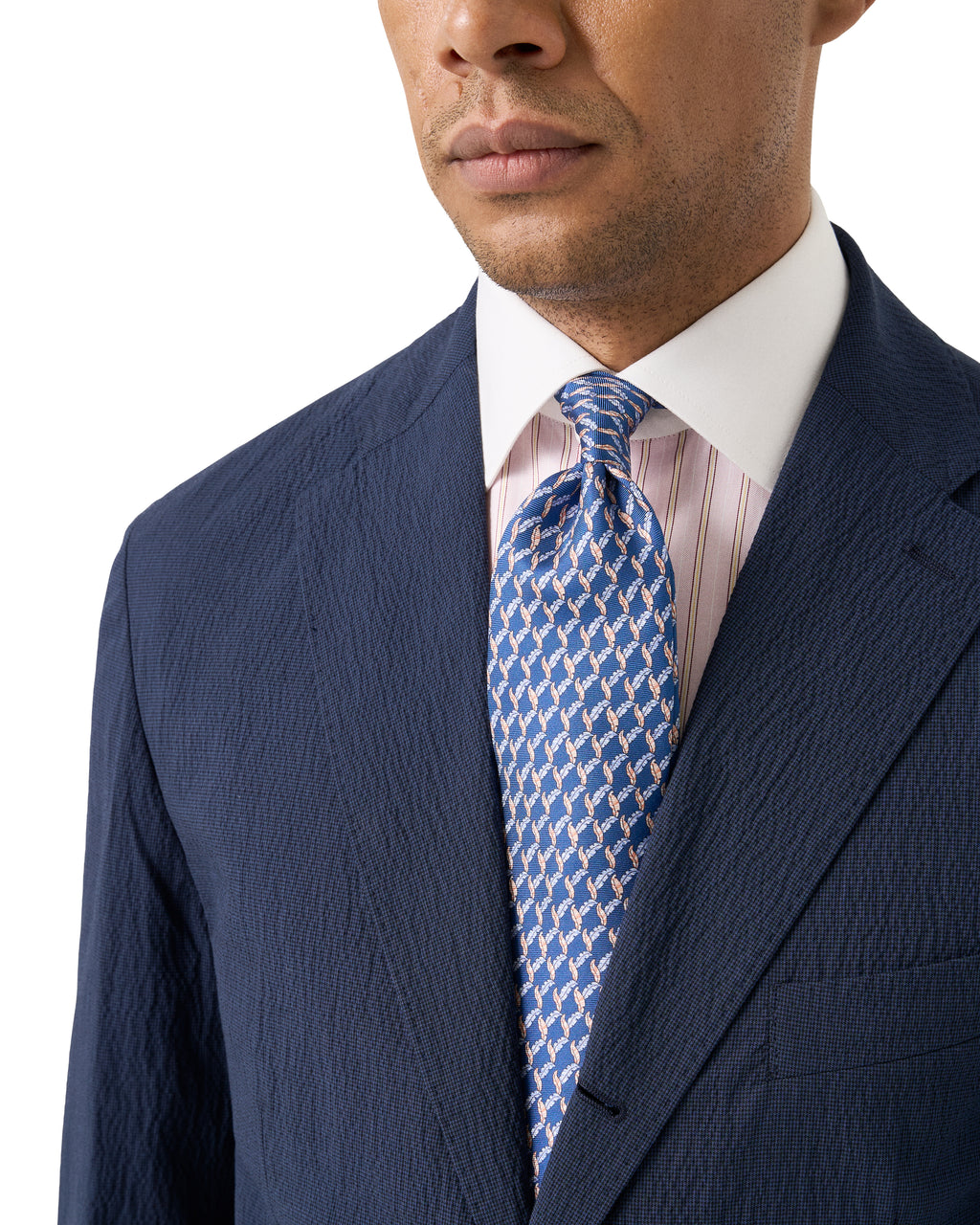 Eton Banker Collar Business Shirt - Pink Stripe